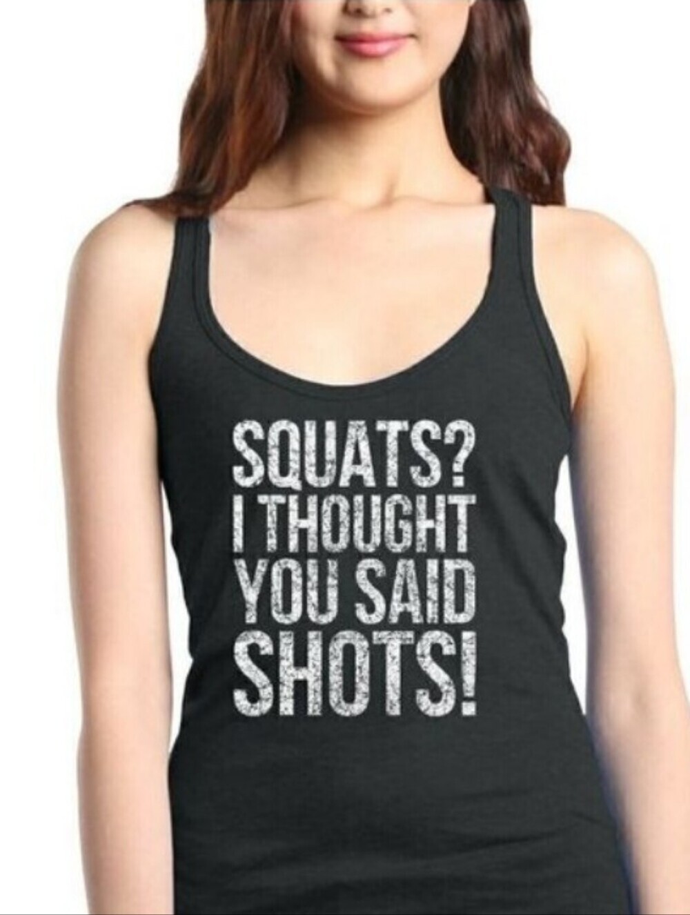 Tultex Squats I Thought You Said Shots Graphic Racerback Workout Athletic Top XS